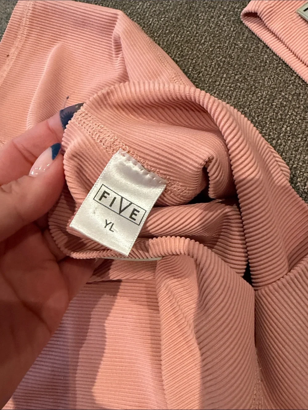 Five the Label— one shoulder ribbed crop top & matching bikes shorts